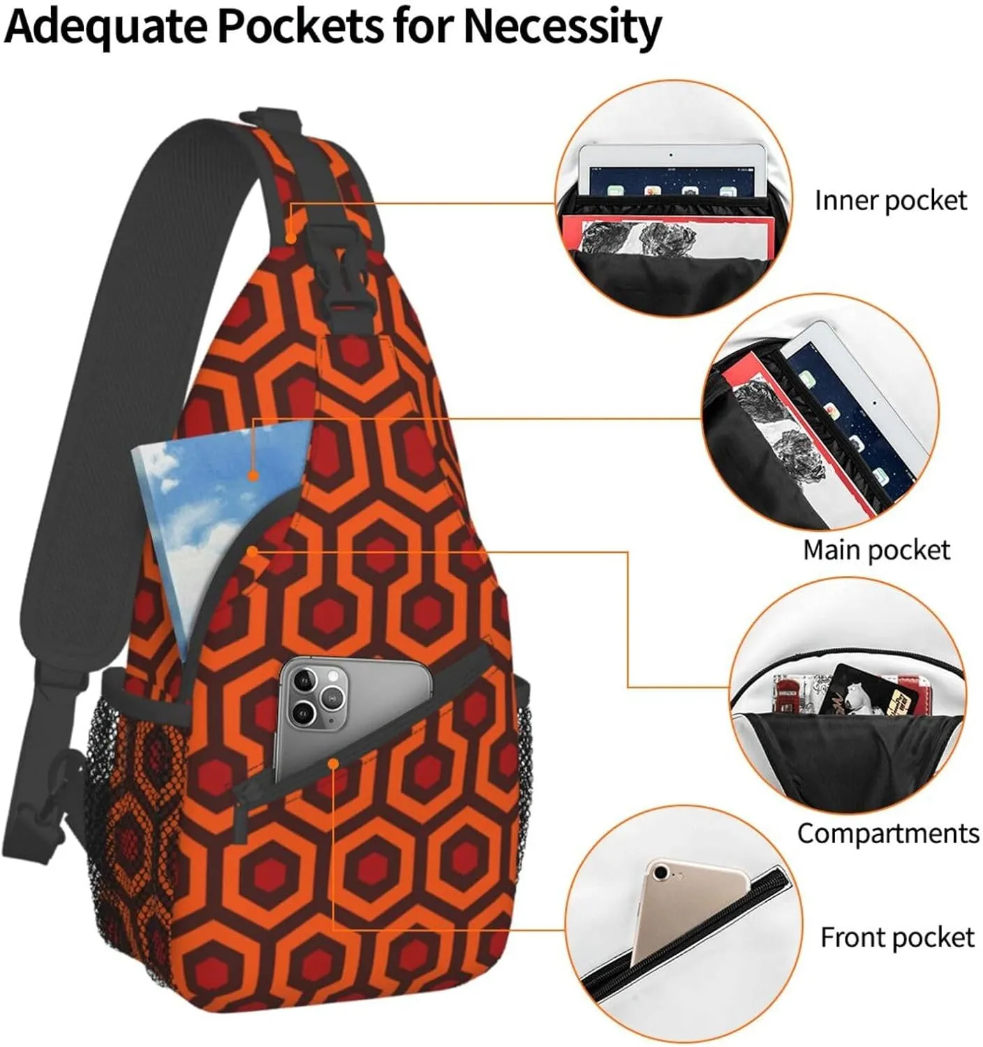 Math Formula Print Crossbody Sling Backpack For Women Men,Sling Bag Travel Hiking Chest Bag Daypack