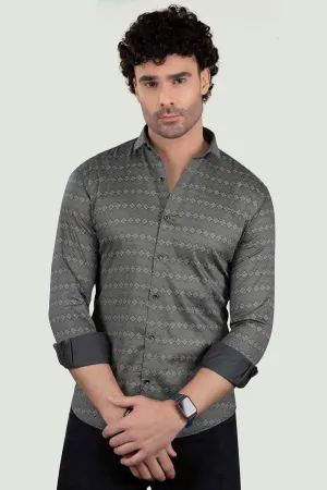 Matvey Grey Cotton Satin Printed Shirt