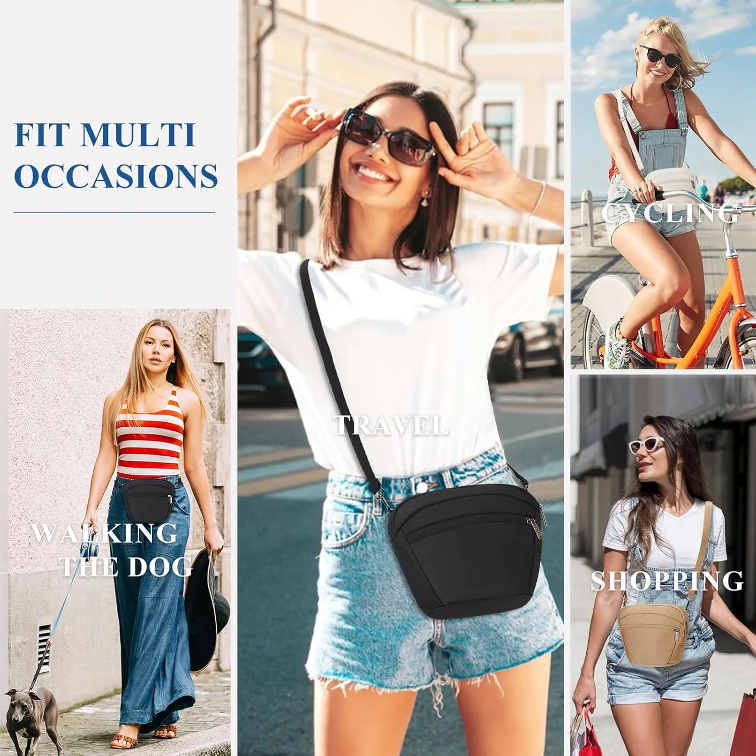 MAXTOP Large Crossbody Bags for Women Men Black Sling Bag Crossbody Fanny Pack with Detachable Strap Stylish Belt Bag for Walking Cycling Camping Travel Essentials Casual
