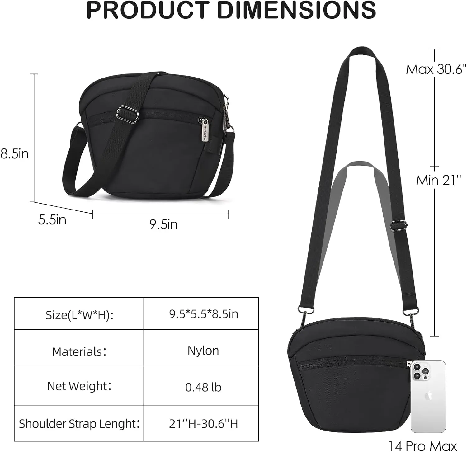 MAXTOP Large Crossbody Bags for Women Men Black Sling Bag Crossbody Fanny Pack with Detachable Strap Stylish Belt Bag for Walking Cycling Camping Travel Essentials Casual