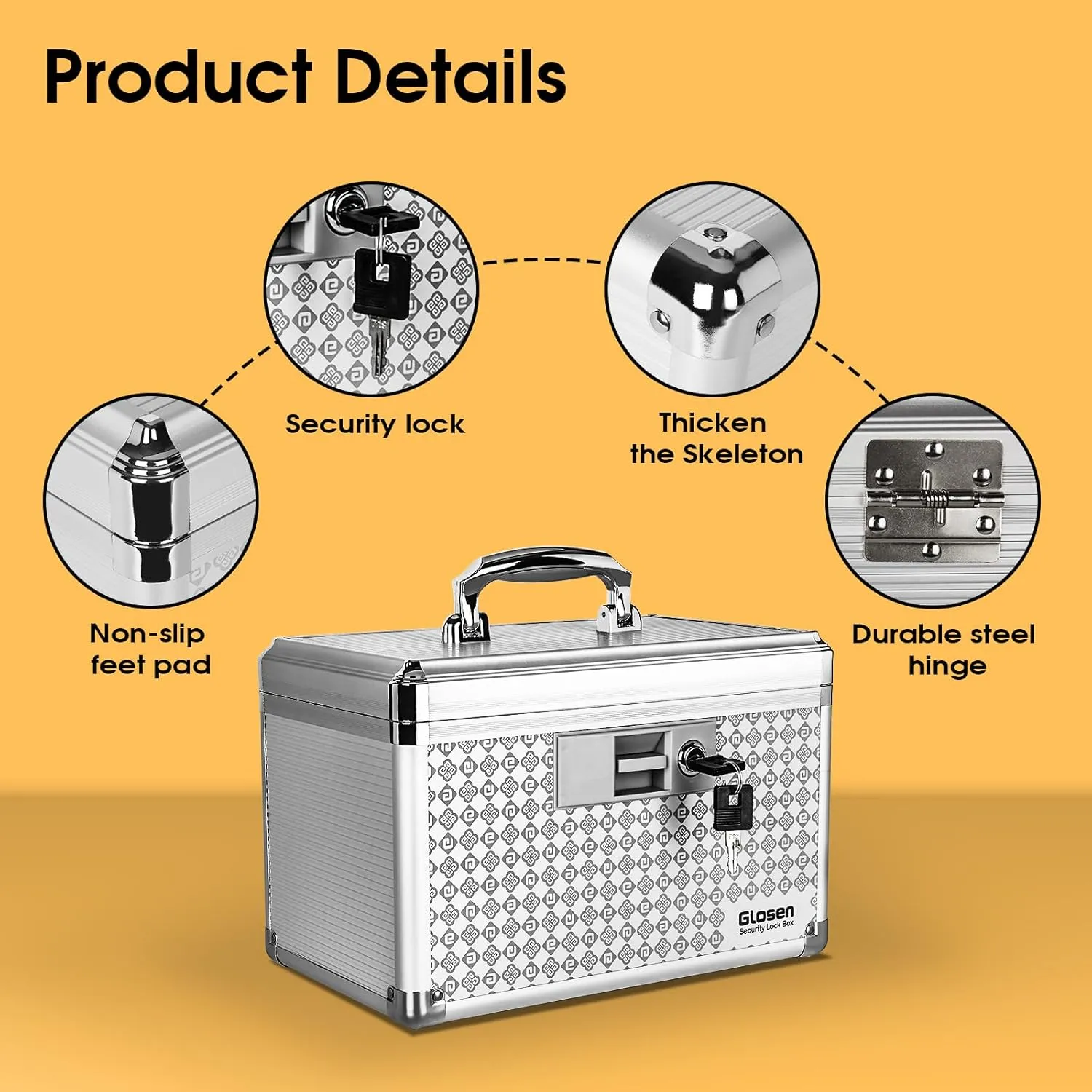 Medicine Lock Box Storage Lock Box Silver 12 X 7.68 X 7.87 Inch 【Medium】 Lockable Dorm Storage Trunk with Key Lock - Briefcase, Lock Boxes for Personal Items