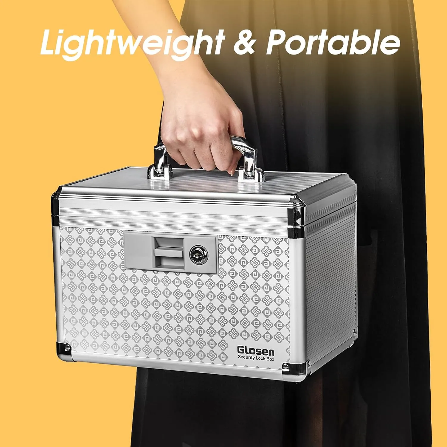 Medicine Lock Box Storage Lock Box Silver 12 X 7.68 X 7.87 Inch 【Medium】 Lockable Dorm Storage Trunk with Key Lock - Briefcase, Lock Boxes for Personal Items