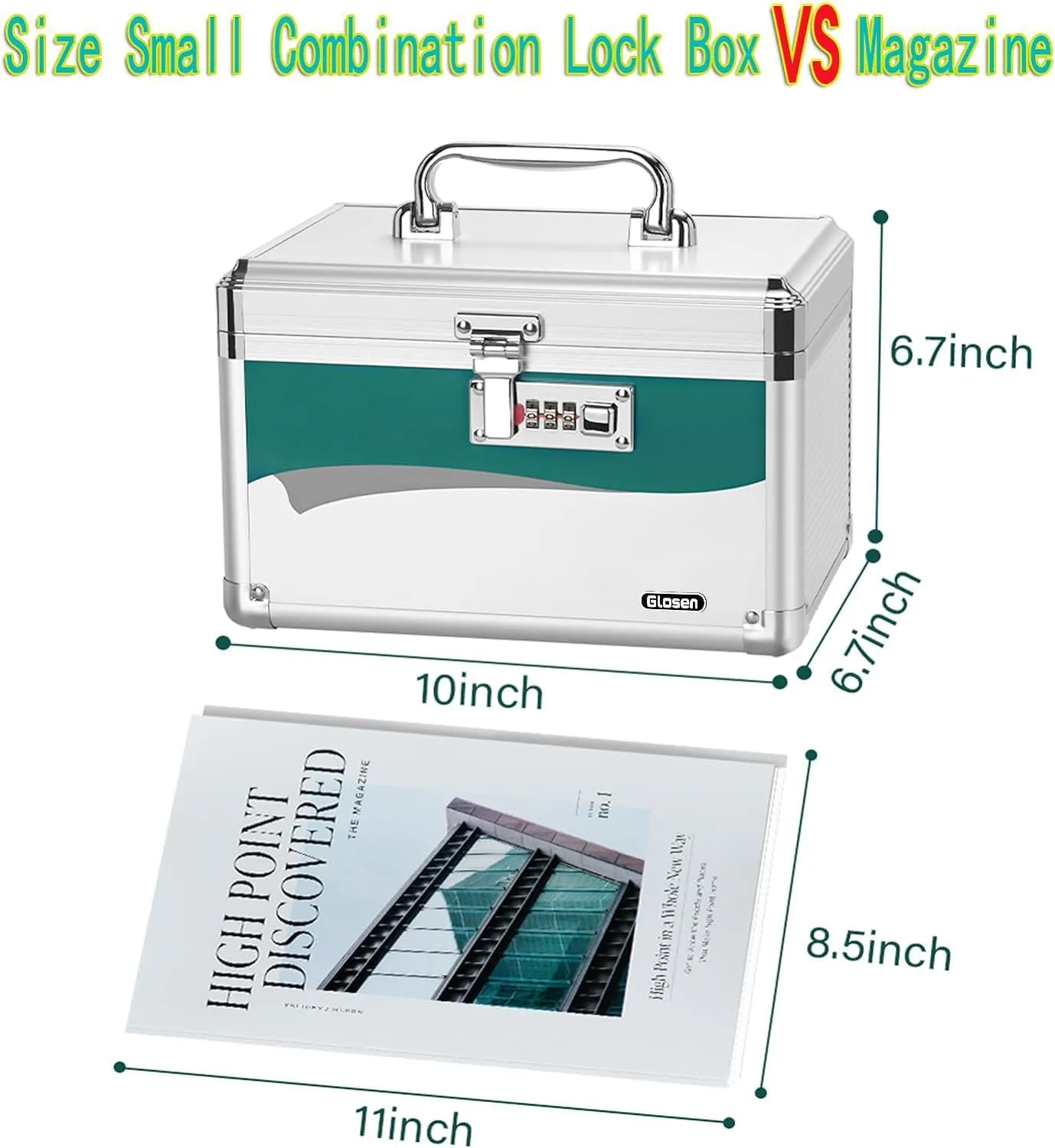 Medicine Lock Box with Combination Lock, Medication lock box【Small 10x6.7x6.7 Inch】,medical box organizer
