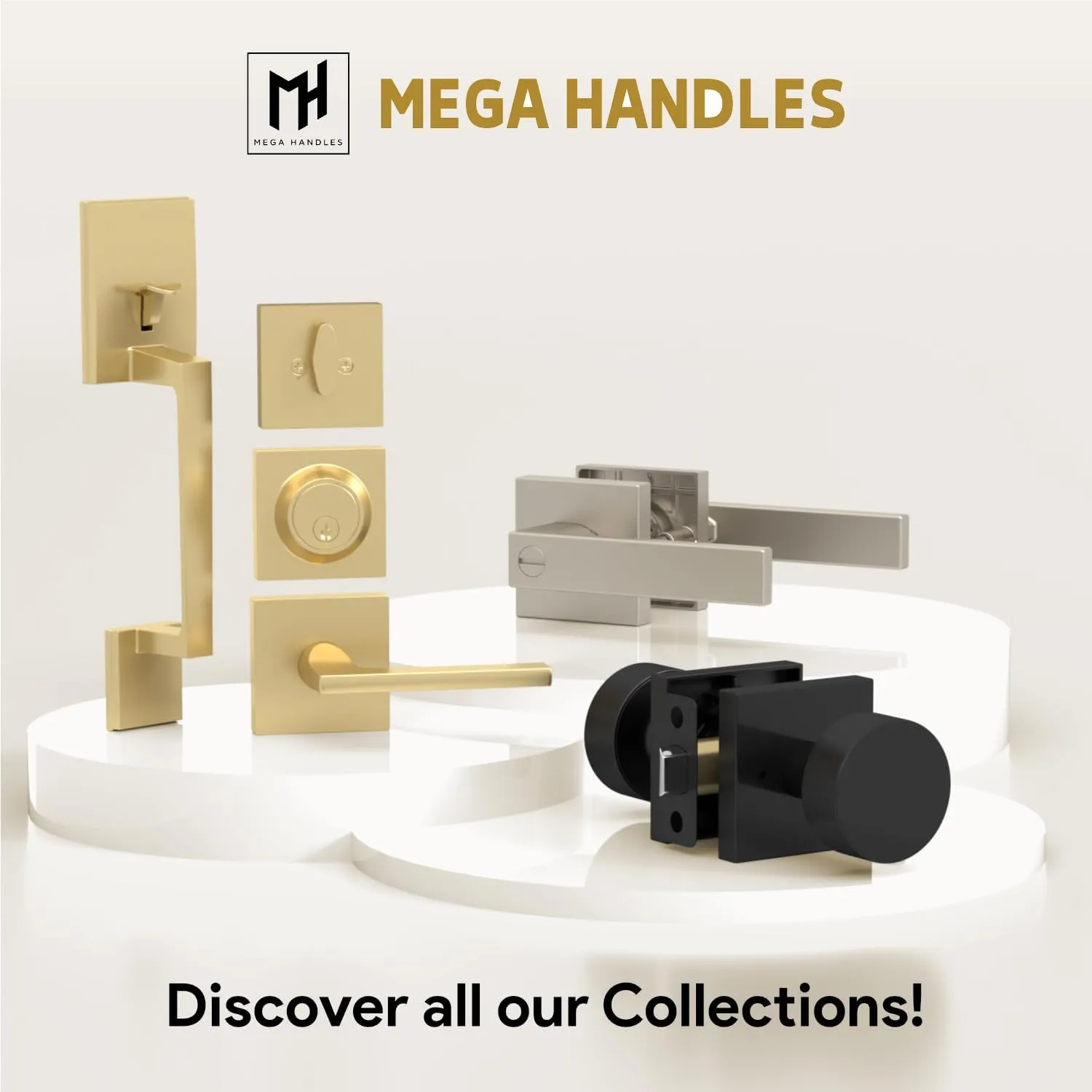 Mega Handles Glamor Entry Lever & Lock Door Handle Set for Hallway, Closet and Bathroom, Heavy Duty Door Levers, Fits All Standard Door Sizes, Screws Included - Polished Chrome (1 Pack)