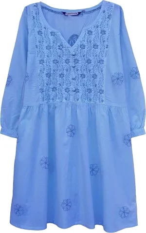 Megha Pure Cotton Hand Embroidered and Printed Tunic Top Blouse