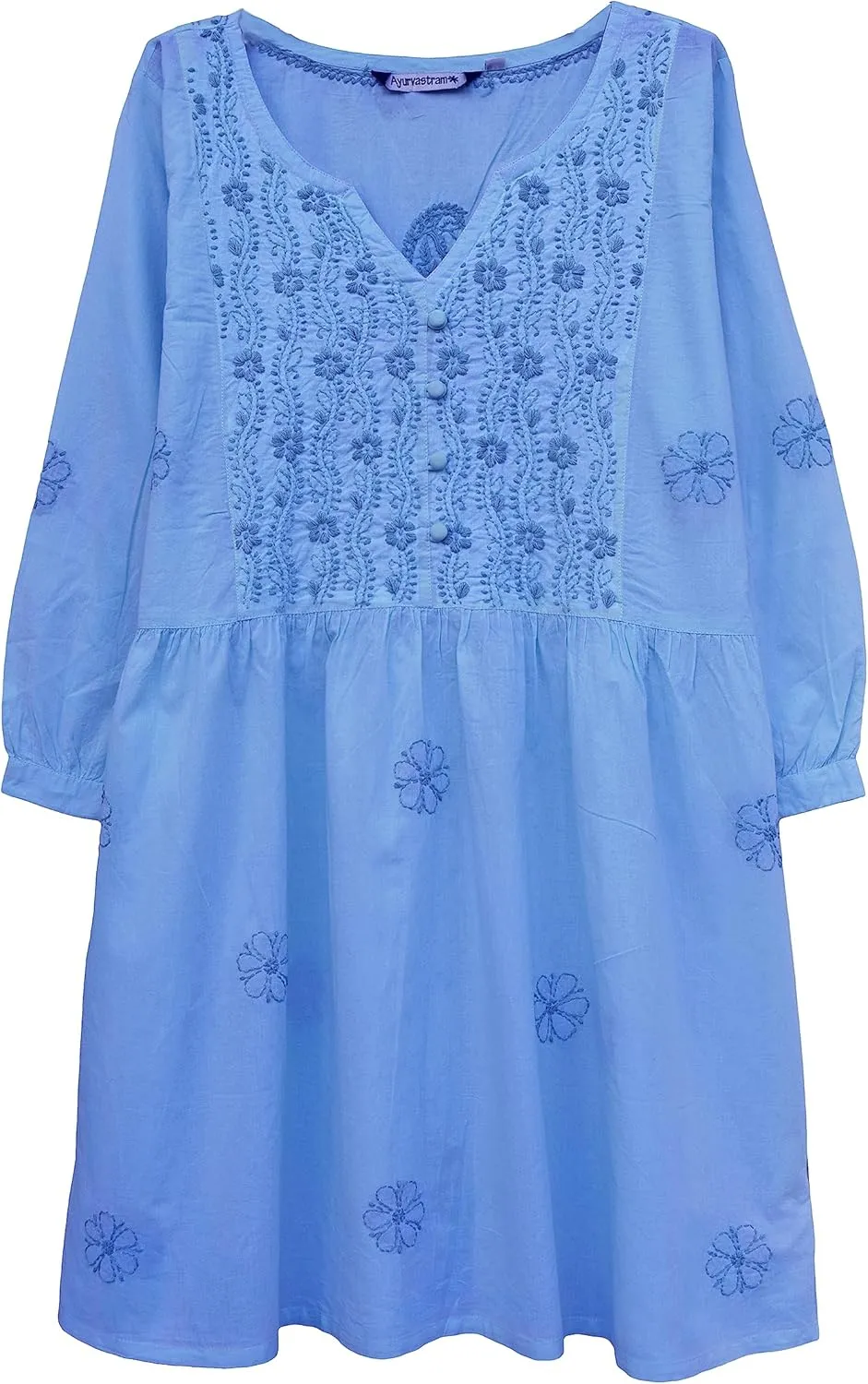 Megha Pure Cotton Hand Embroidered and Printed Tunic Top Blouse