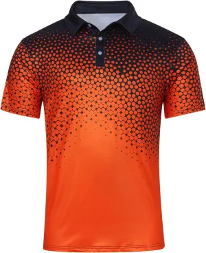 Mens Golf Shirts Short Sleeve Dry Fit Athletic Moisture Wicking Golf Polo Performance Printed Collared Polos