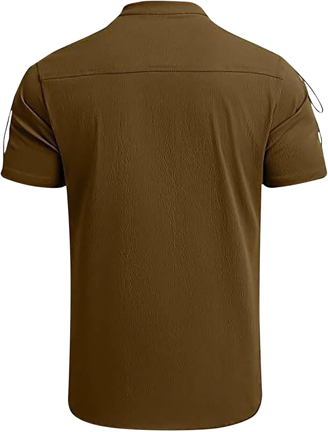 Men's Summer Half-Sleeve Shirts Workout Fitness Sports Breathable Lightweight Beach Shirts Lace-Up Casual Tunic Tops