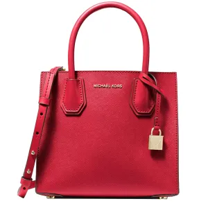 Michael Kors Mercer Medium Saffiano Leather Accordian Crossbody Bag in Bright Red