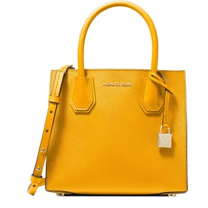Michael Kors Mercer Medium Saffiano Leather Accordian Crossbody Bag in Sun
