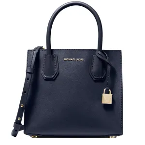 Michael Kors Mercer Medium Saffiano Leather Accordian Crossbody Bag- Navy