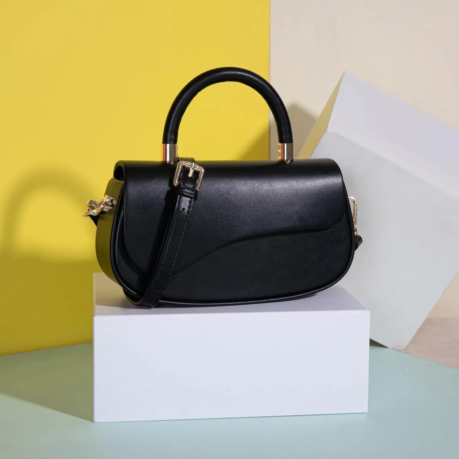 Milan Chiva Small Elegant Top Handle Purses for Women Mini Flap Cute Crossbody Purse