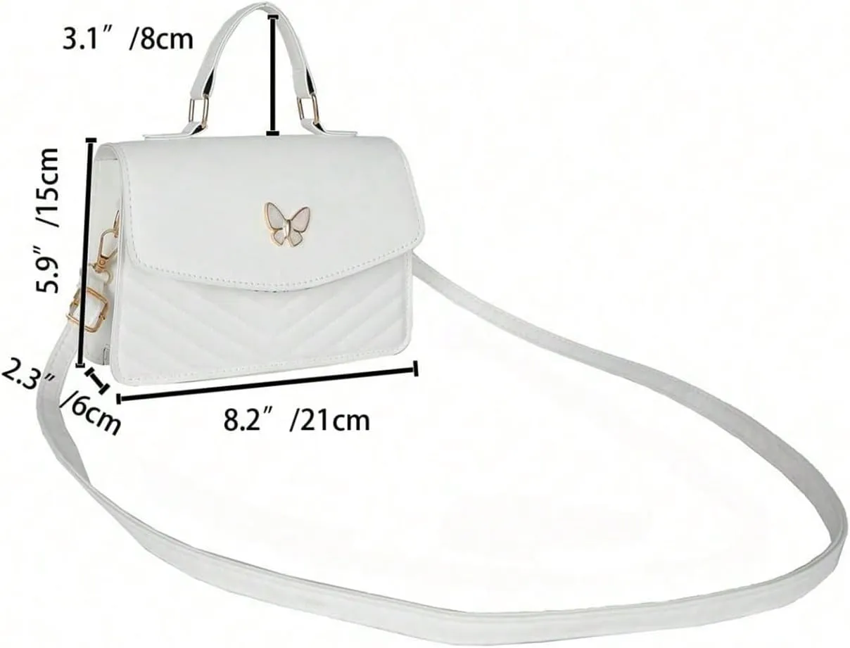 Milumia Women's Butterfly Decor Quilted Crossbody Bags Top Handbags with Flap