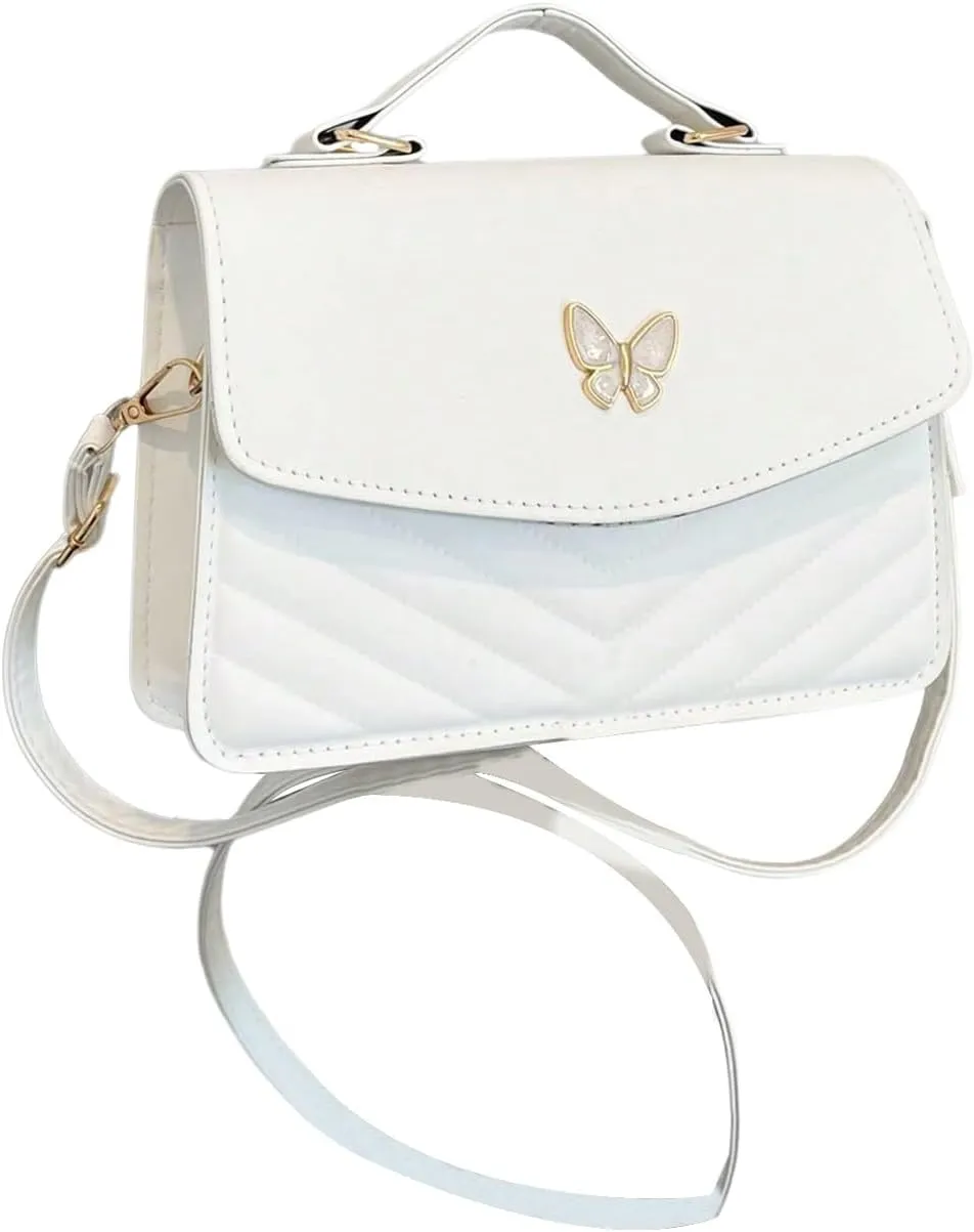 Milumia Women's Butterfly Decor Quilted Crossbody Bags Top Handbags with Flap
