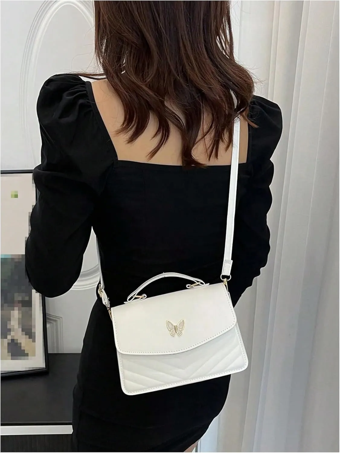 Milumia Women's Butterfly Decor Quilted Crossbody Bags Top Handbags with Flap