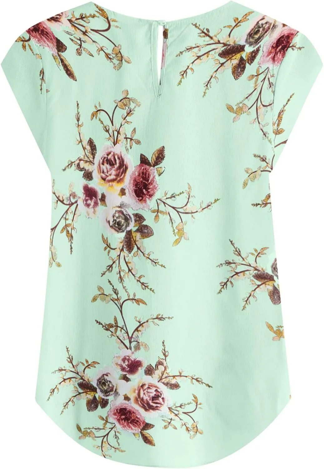 Milumia Women's Elegant Floral Print Petal Cap Sleeve Pleated Vacation Office Work Blouse Top
