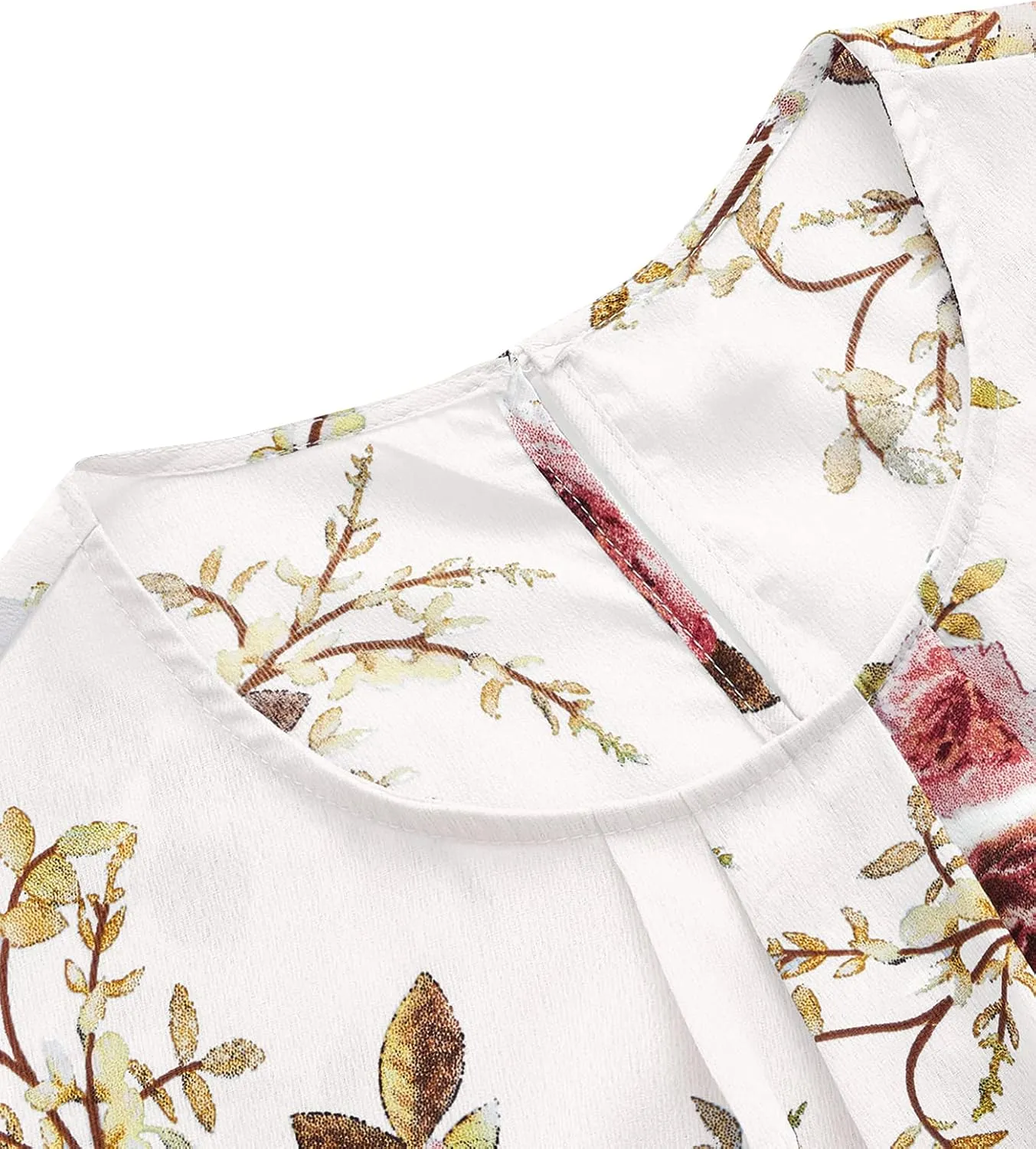 Milumia Women's Elegant Floral Print Petal Cap Sleeve Pleated Vacation Office Work Blouse Top