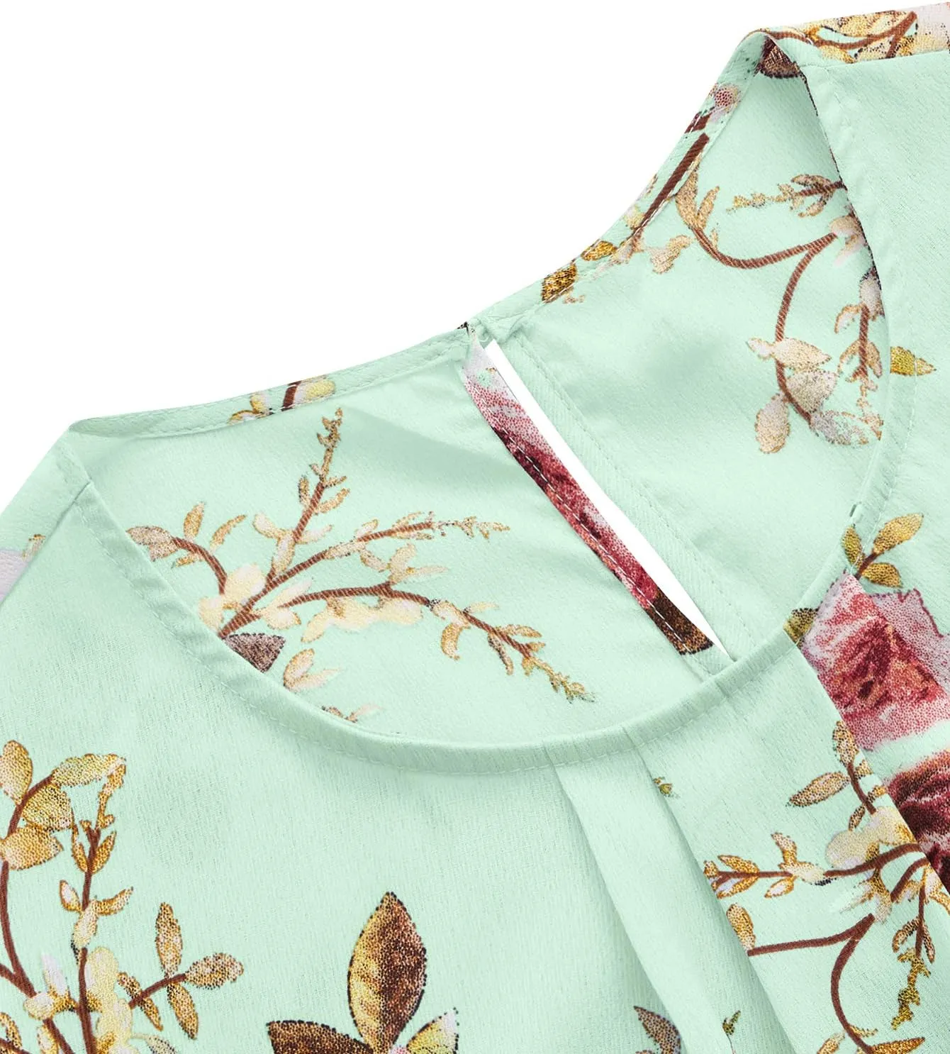 Milumia Women's Elegant Floral Print Petal Cap Sleeve Pleated Vacation Office Work Blouse Top
