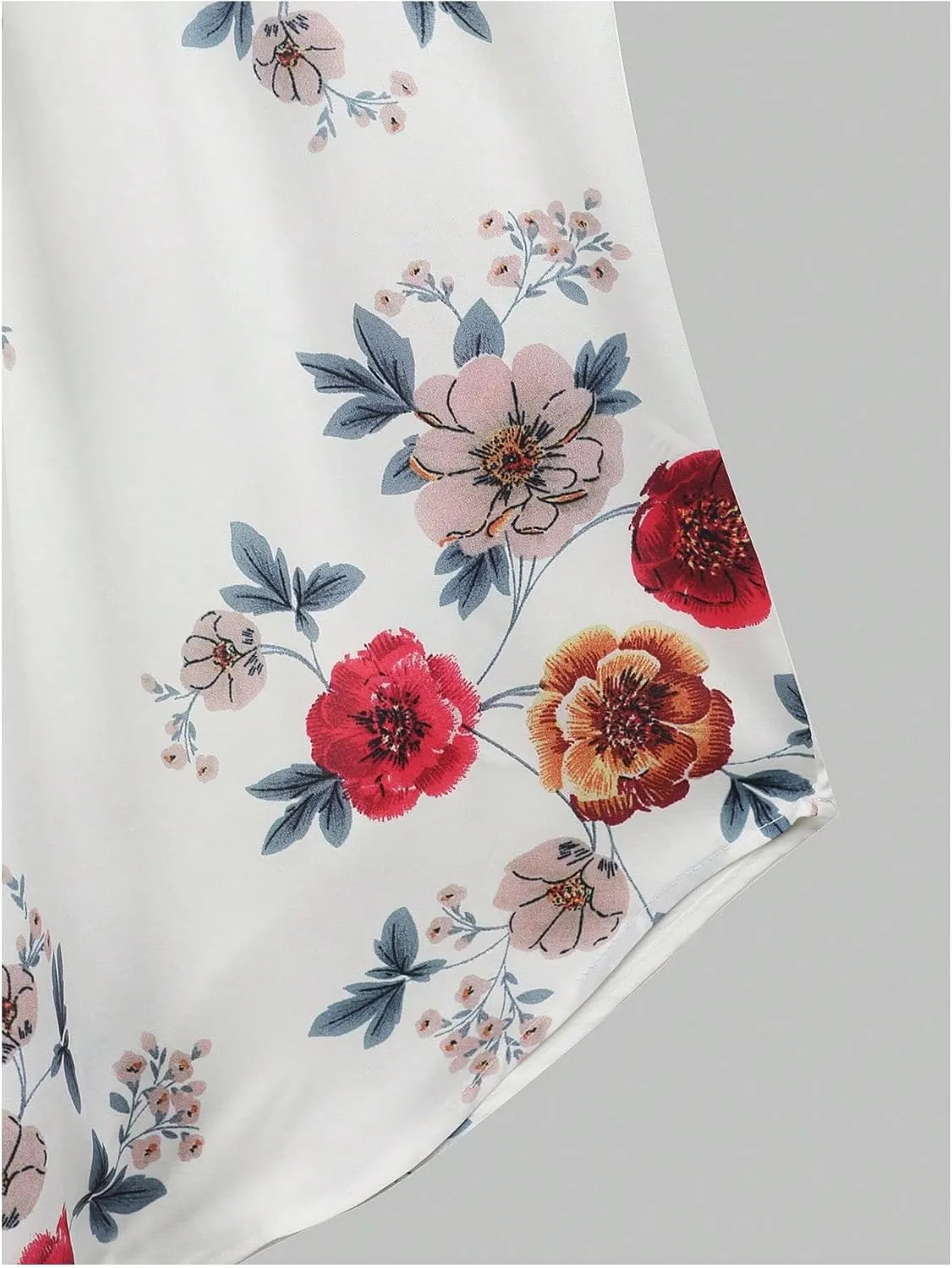 Milumia Women's Elegant Floral Print Petal Cap Sleeve Pleated Vacation Office Work Blouse Top