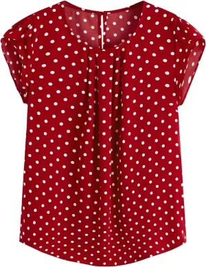 Milumia Women's Elegant Floral Print Petal Cap Sleeve Pleated Vacation Office Work Blouse Top