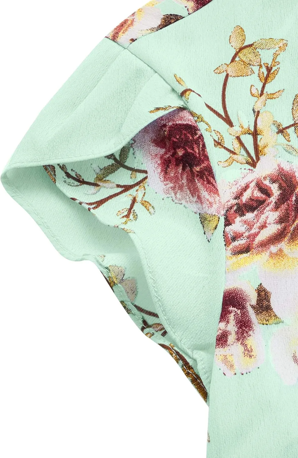 Milumia Women's Elegant Floral Print Petal Cap Sleeve Pleated Vacation Office Work Blouse Top