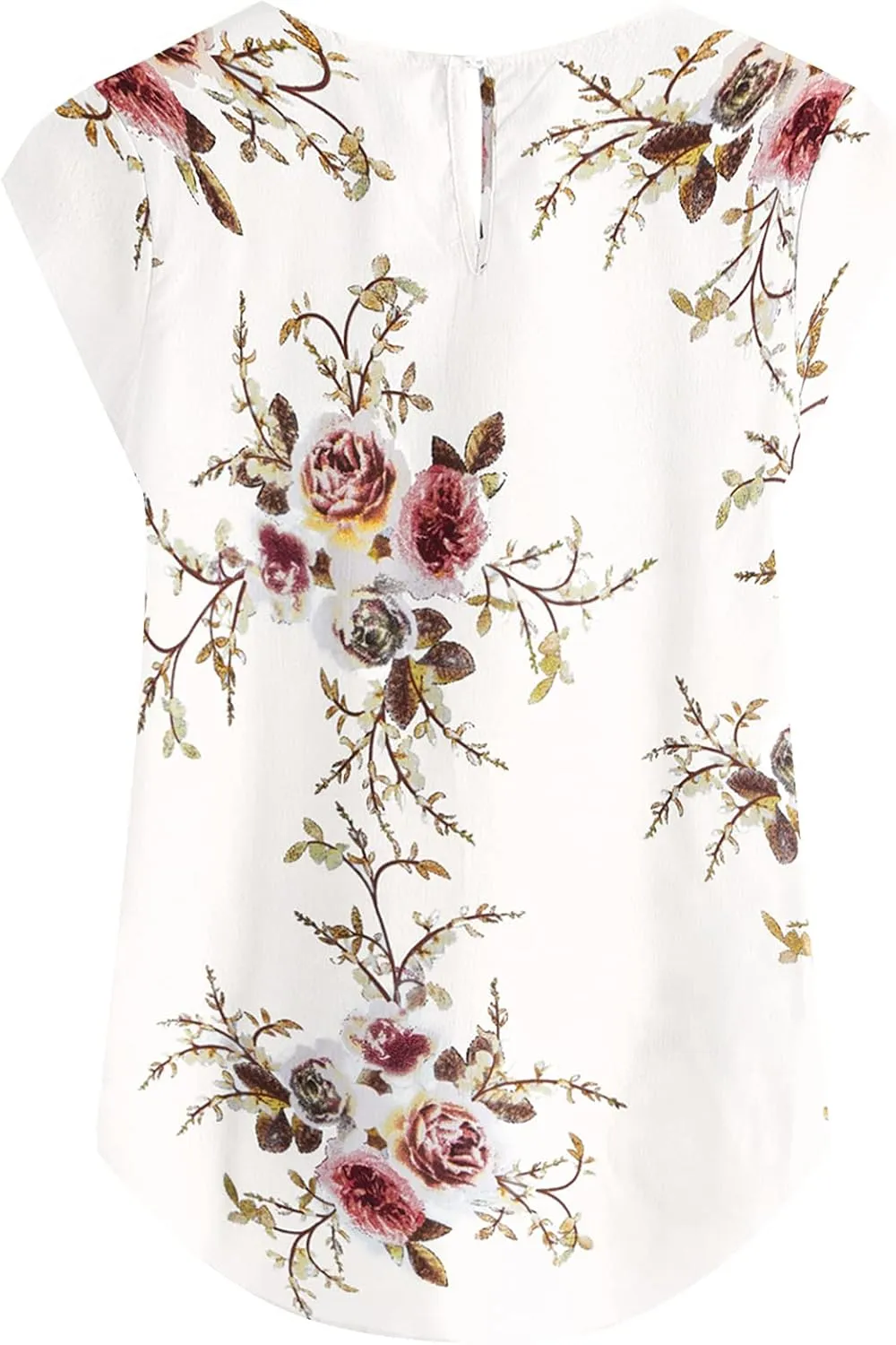 Milumia Women's Elegant Floral Print Petal Cap Sleeve Pleated Vacation Office Work Blouse Top