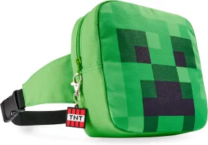Minecraft Boys Fashion Waist Pack with Adjustable Strap, Creeper Travel Bag - Gamer Gifts (Green/Black)