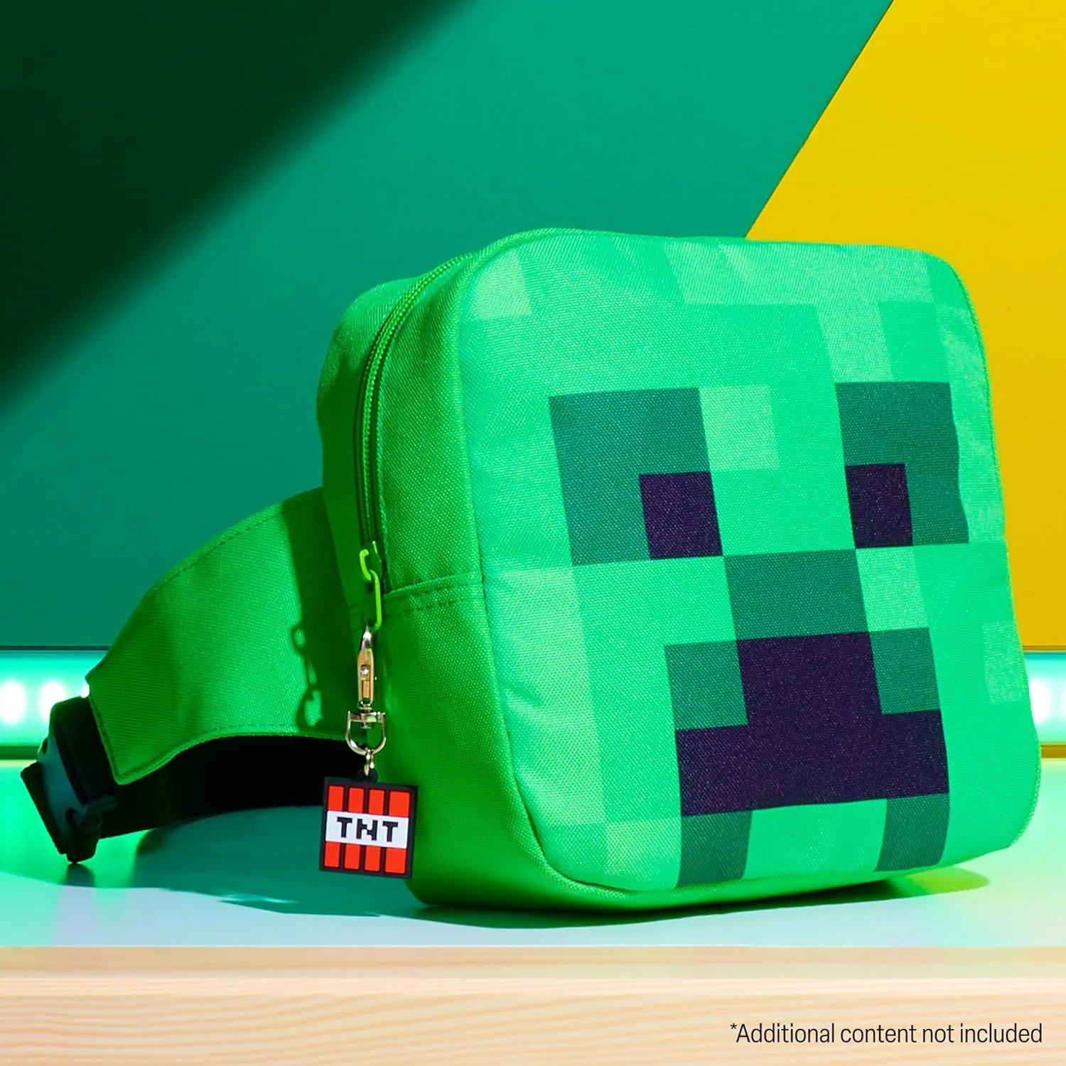 Minecraft Boys Fashion Waist Pack with Adjustable Strap, Creeper Travel Bag - Gamer Gifts (Green/Black)