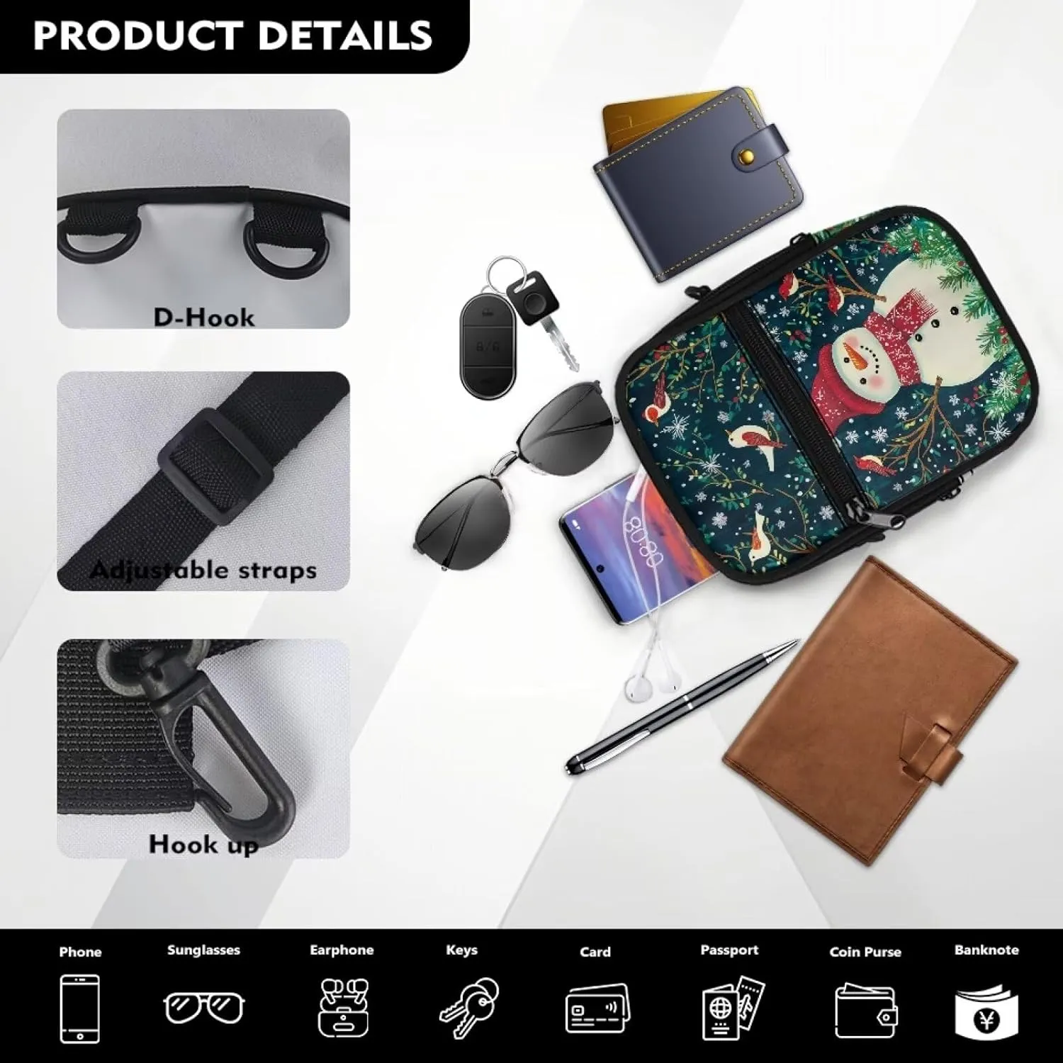 Mini Crossbody Shoulder Sling Bag Multi-Function Travel Pouch Bag Lightweight Stylish Cellphone Purse Wallet