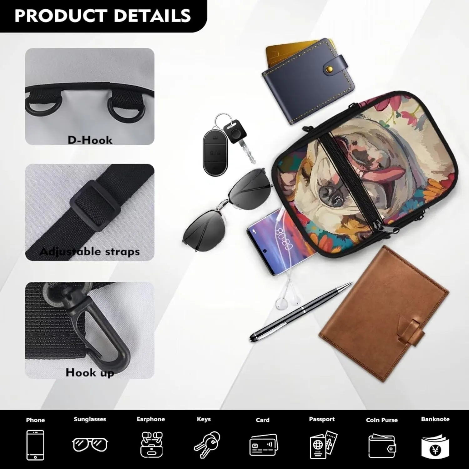 Mini Crossbody Shoulder Sling Bag Multi-Function Travel Pouch Bag Lightweight Stylish Cellphone Purse Wallet
