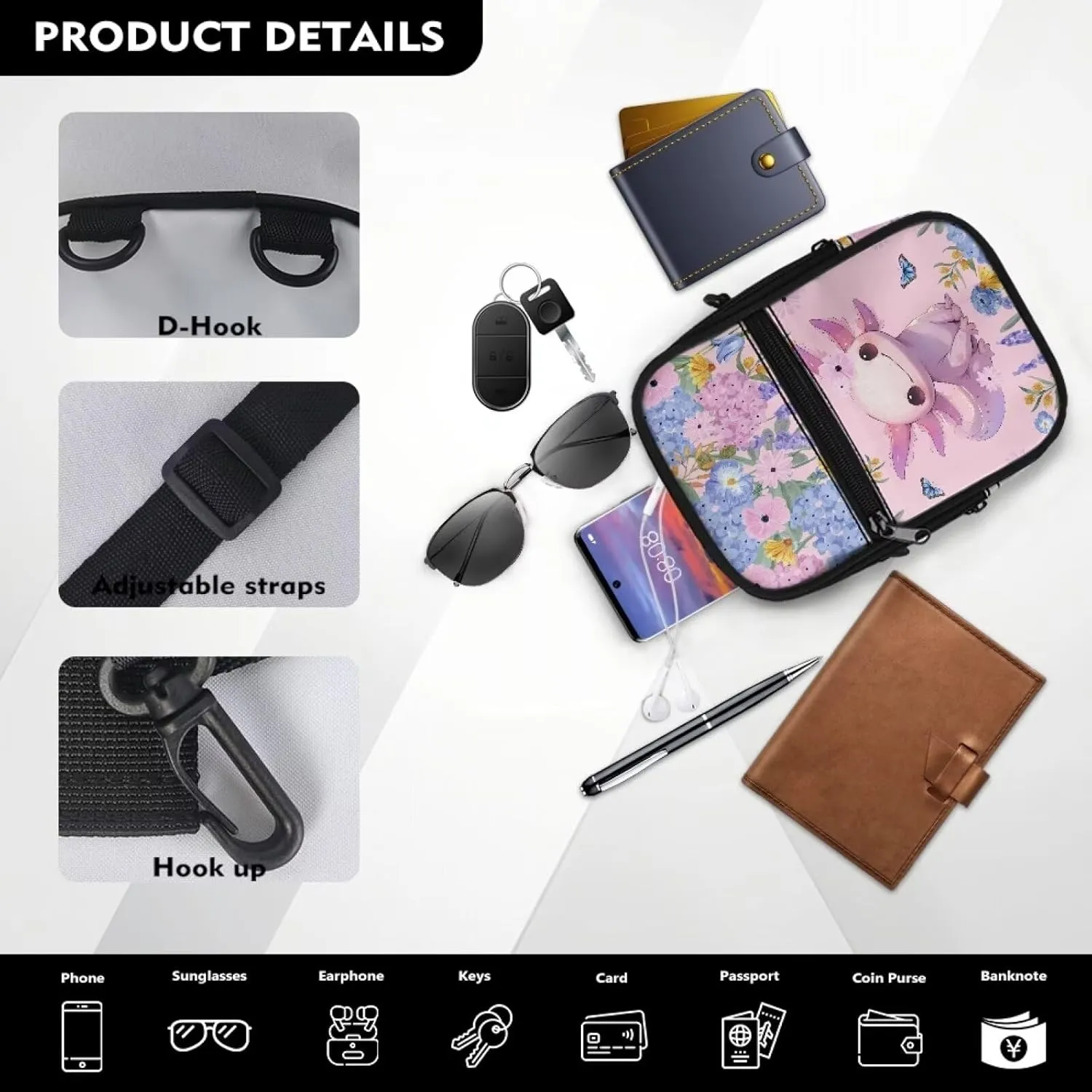Mini Crossbody Shoulder Sling Bag Multi-Function Travel Pouch Bag Lightweight Stylish Cellphone Purse Wallet