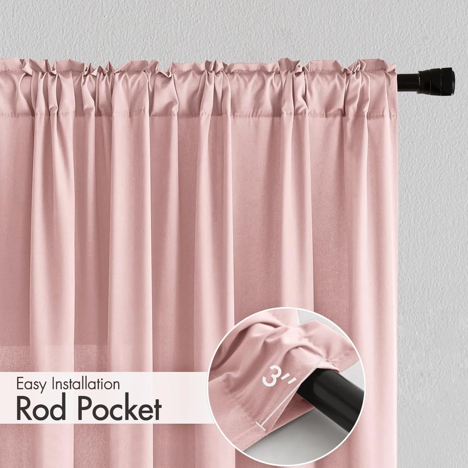 MIULEE Baby Pink Privacy Sheer Curtains That Let Light in 84 Inches Long Non-See-Through Semi Sheer Curtain Light Filtering Window Curtains Drapes for Living Room Bedroom 2 Panels Set 42 X 84