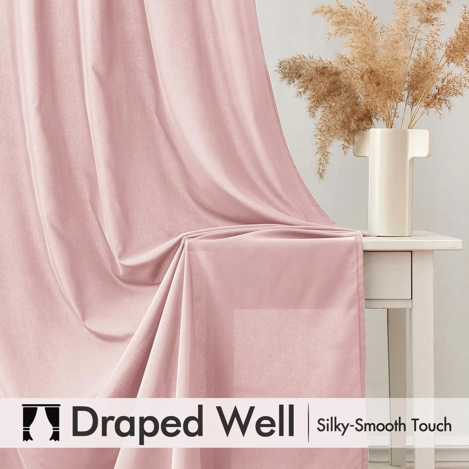 MIULEE Baby Pink Privacy Sheer Curtains That Let Light in 84 Inches Long Non-See-Through Semi Sheer Curtain Light Filtering Window Curtains Drapes for Living Room Bedroom 2 Panels Set