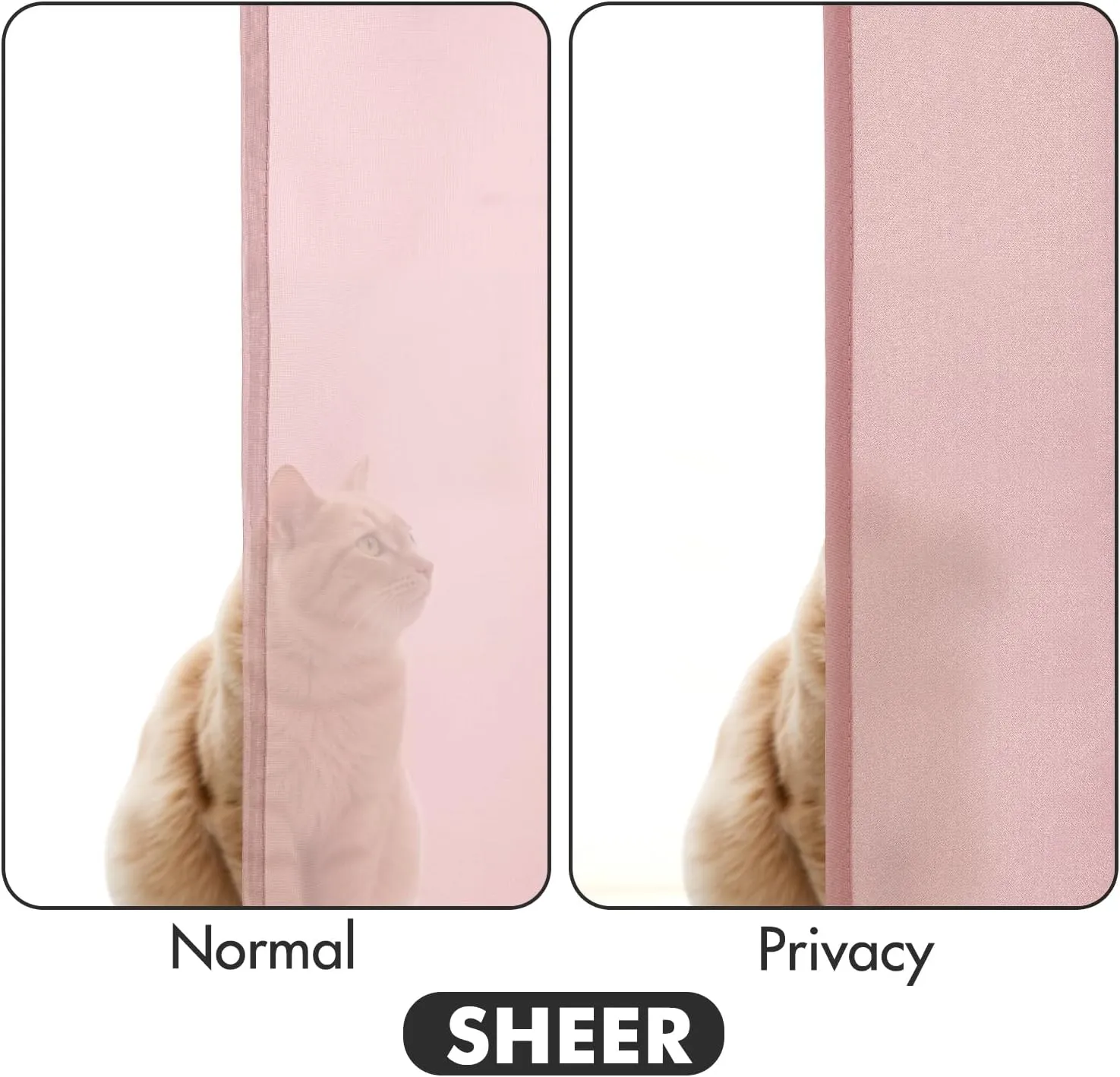 MIULEE Baby Pink Privacy Sheer Curtains That Let Light in 84 Inches Long Non-See-Through Semi Sheer Curtain Light Filtering Window Curtains Drapes for Living Room Bedroom 2 Panels Set