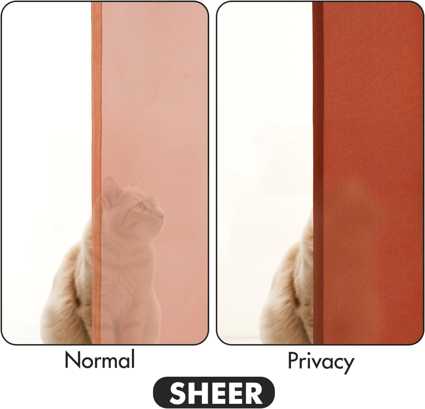 MIULEE Burnt Orange Privacy Sheer Curtains That Let Light in 84 Inches Long Non-See-Through Semi Sheer Curtains Light Filtering Window Drapes for Living Room Bedroom 2 Panels Set Terracotta
