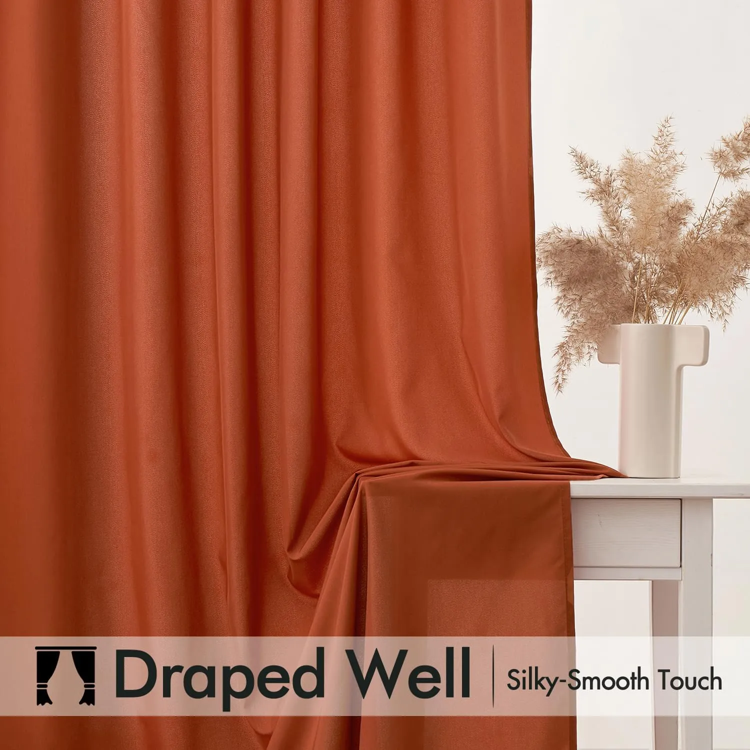 MIULEE Burnt Orange Privacy Sheer Curtains That Let Light in 84 Inches Long Non-See-Through Semi Sheer Curtains Light Filtering Window Drapes for Living Room Bedroom 2 Panels Set Terracotta