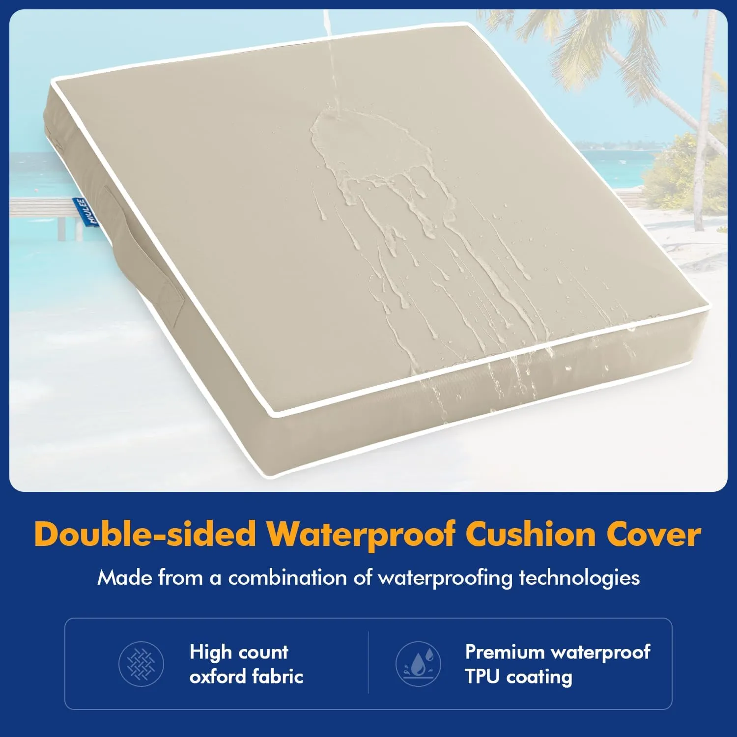 MIULEE Outdoor Seat Cushion Set Beige 24 x 24 x 4 Inch Waterproof & Fade Resistant Deep Seat and Back Patio Furniture Cushions with Handle and Adjustable Straps Cushions for Chair Couch