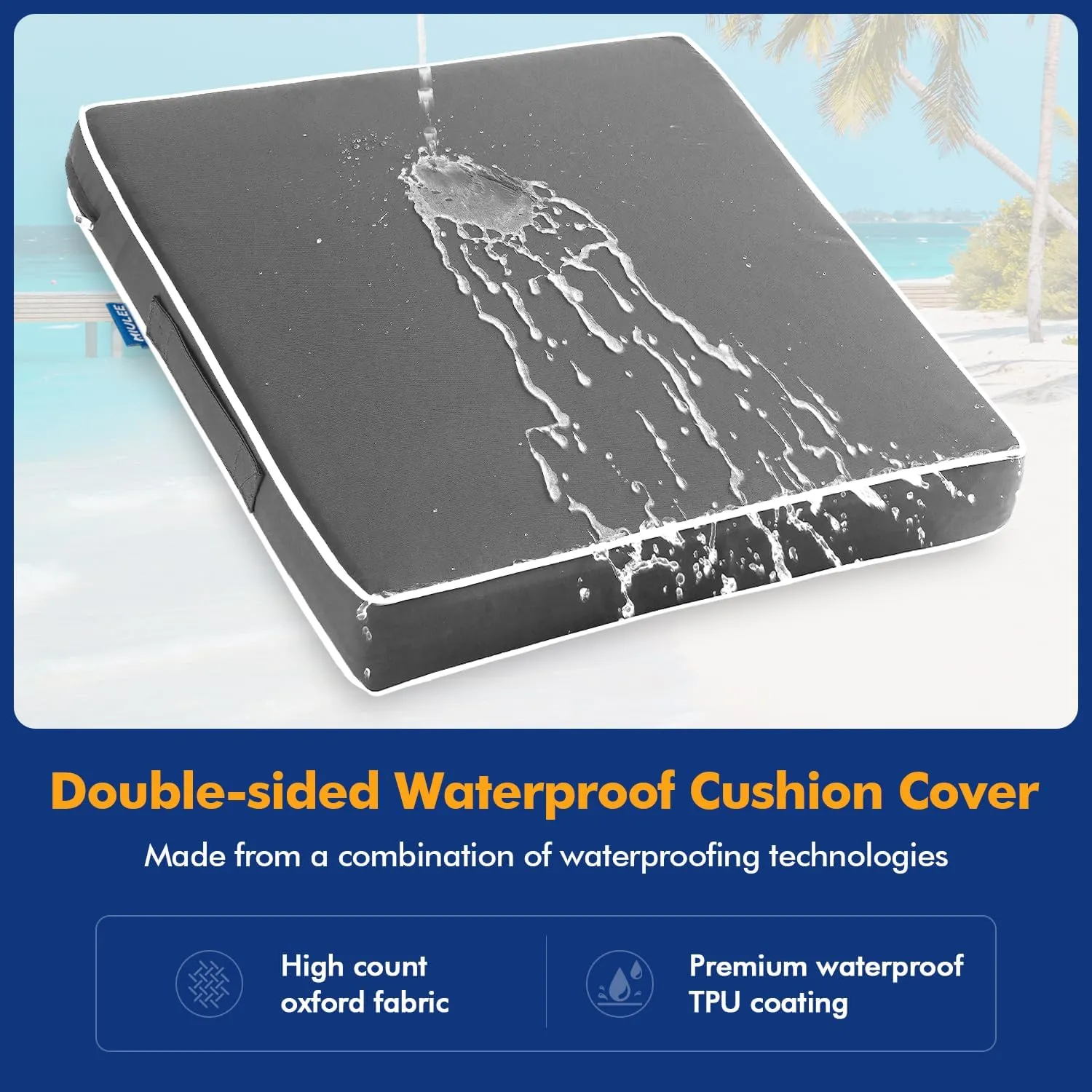 MIULEE Outdoor Seat Cushion Set Light Grey 24 x 24 x 4 Inch Waterproof & Fade Resistant Deep Seat and Back Patio Furniture Cushions with Handle and Adjustable Straps Cushions for Chair Couch