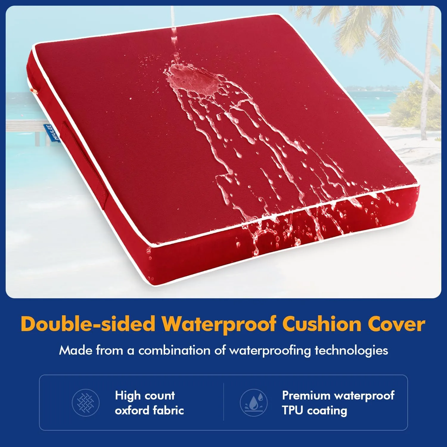 MIULEE Outdoor Seat Cushion Set Red 24 x 24 x 4 Inch Waterproof & Fade Resistant Deep Seat and Back Patio Furniture Cushions with Handle and Adjustable Straps Cushions for Chair Couch