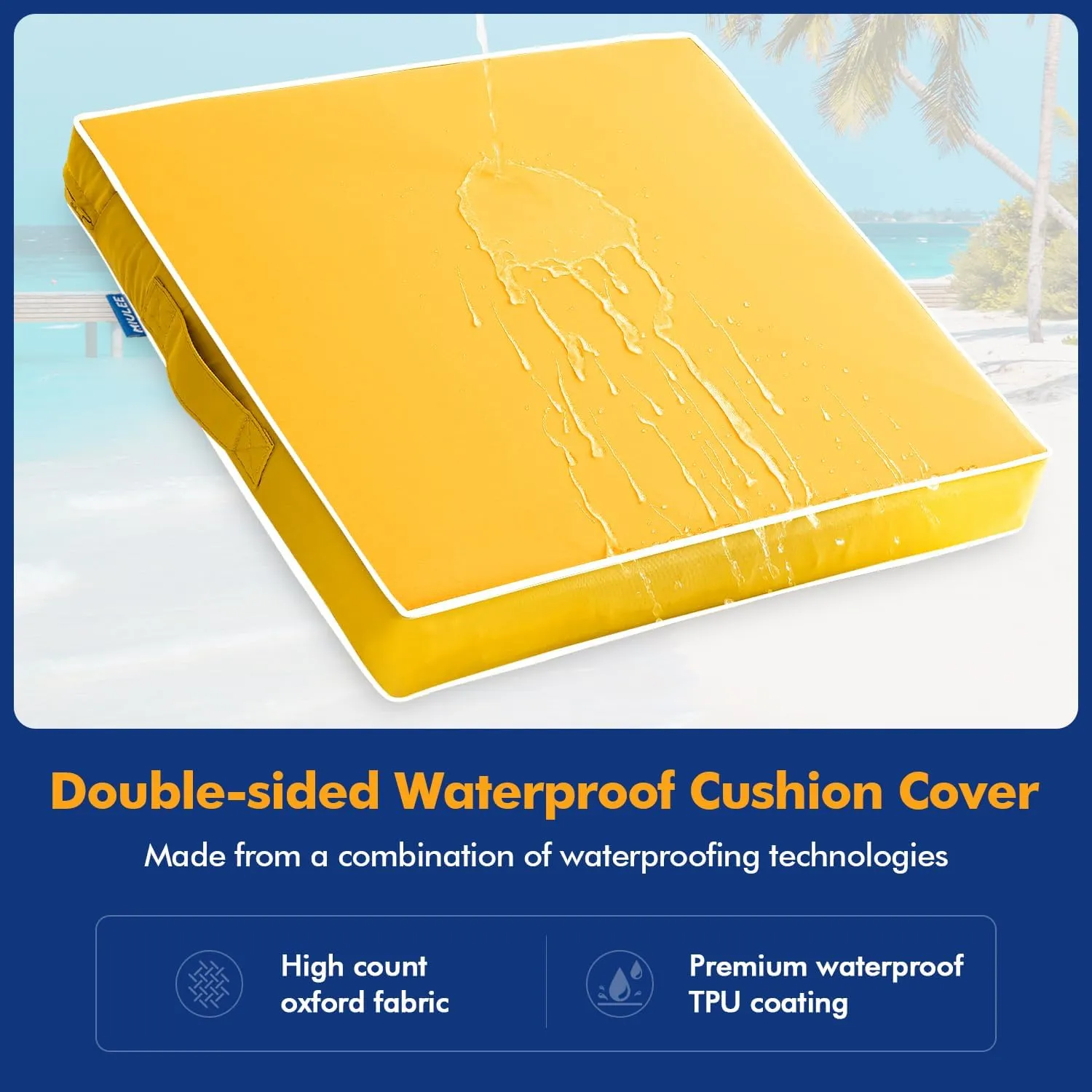 MIULEE Outdoor Seat Cushion Set Yellow 24 x 24 x 4 Inch Waterproof & Fade Resistant Deep Seat and Back Patio Furniture Cushions with Handle and Adjustable Straps Cushions for Chair Couch