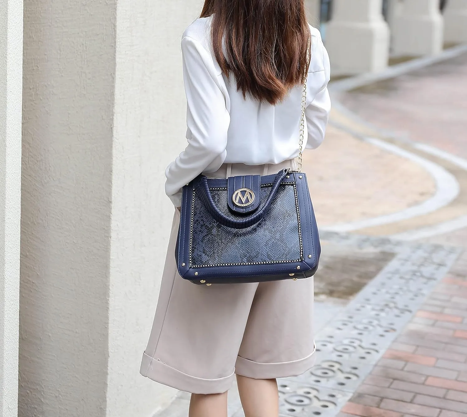 MKF Collection Crossbody Bag for Women, Vegan Leather Satchel Bags Top Handle Shoulder Bag Handbag Purse by Mia K