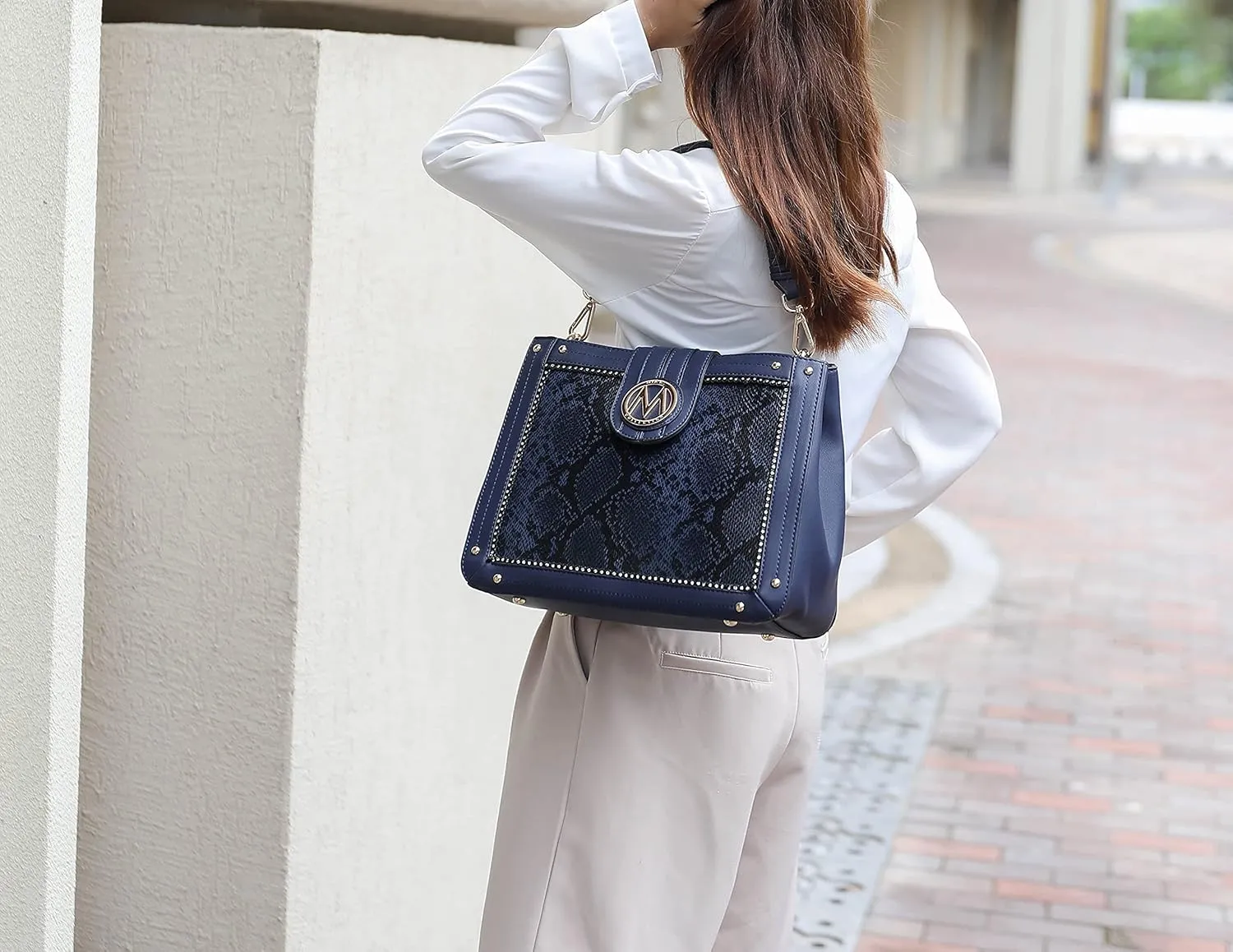 MKF Collection Crossbody Bag for Women, Vegan Leather Satchel Bags Top Handle Shoulder Bag Handbag Purse by Mia K
