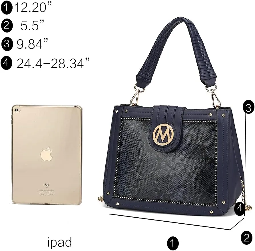 MKF Collection Crossbody Bag for Women, Vegan Leather Satchel Bags Top Handle Shoulder Bag Handbag Purse by Mia K