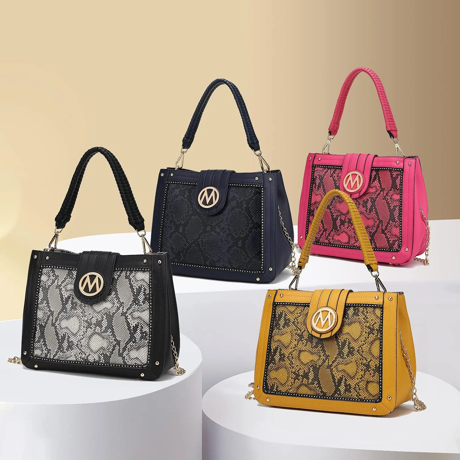 MKF Collection Crossbody Bag for Women, Vegan Leather Satchel Bags Top Handle Shoulder Bag Handbag Purse by Mia K
