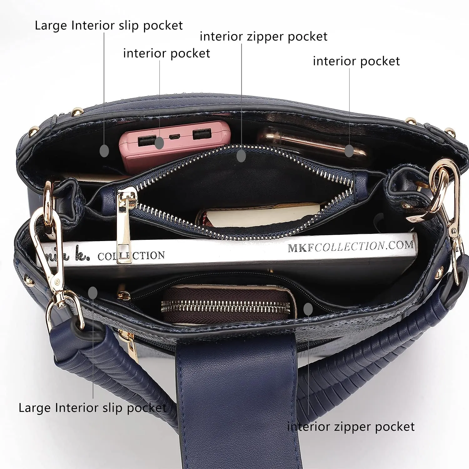 MKF Collection Crossbody Bag for Women, Vegan Leather Satchel Bags Top Handle Shoulder Bag Handbag Purse by Mia K