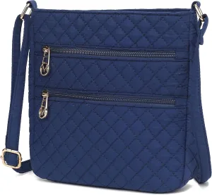 MKF Collection Quilted Crossbody for Women, Cotton Top-Handle Ladies Fashion Daily Crossover Handbag Purse