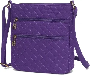 MKF Collection Quilted Crossbody for Women, Cotton Top-Handle Ladies Fashion Daily Crossover Handbag Purse