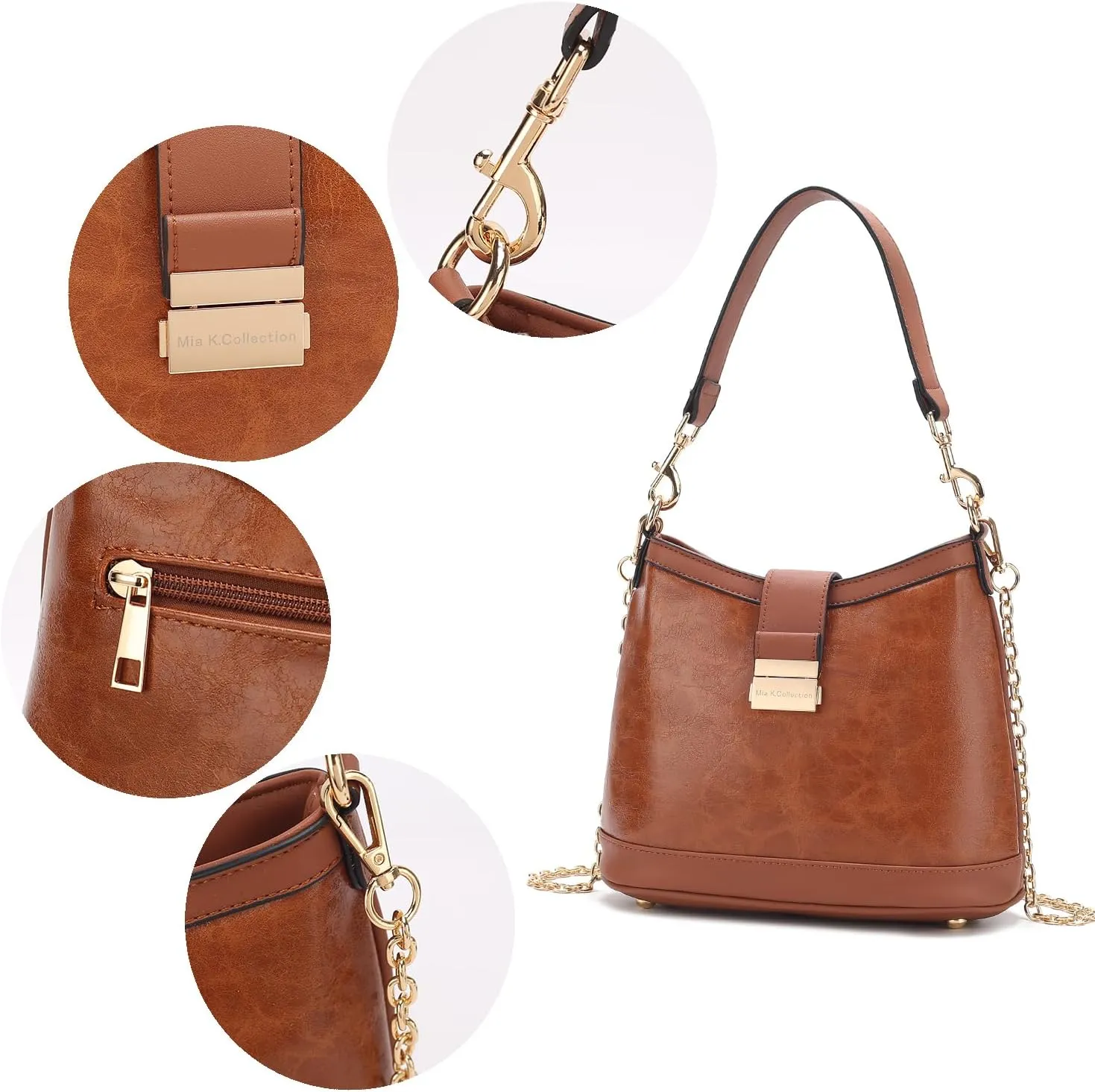 MKF Collection Shoulder Bag for Women, Vegan Leather Hobo Handbag Top-Handle Purse
