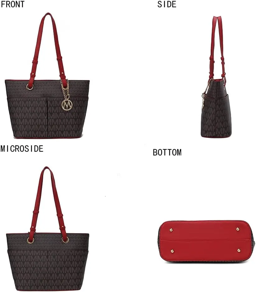 MKF Collection Tote Bag for Women, Signature Vegan Leather Pocketbook Shoulder bag Top-Handle Purse Tote Handbag