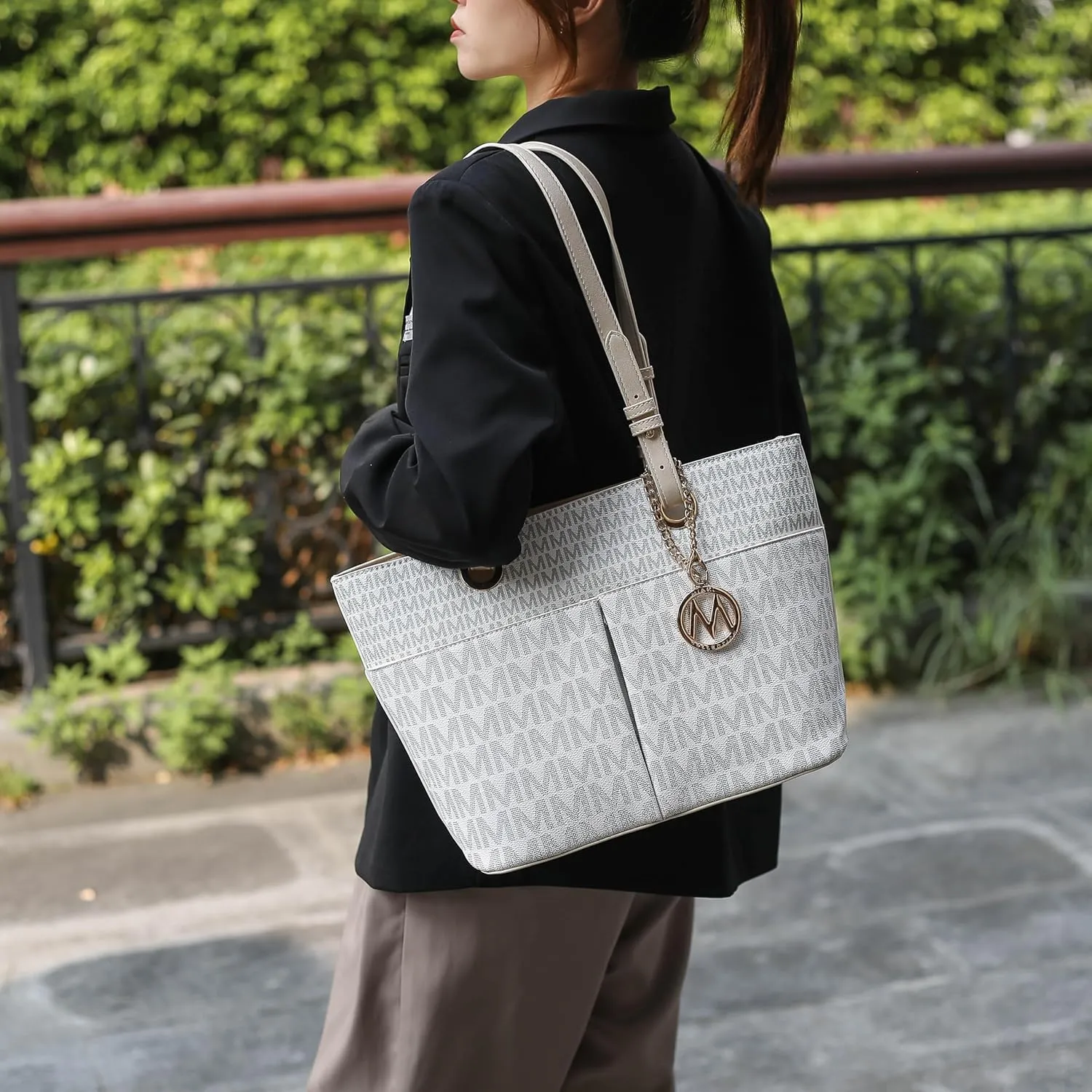 MKF Collection Tote Bag for Women, Signature Vegan Leather Pocketbook Shoulder bag Top-Handle Purse Tote Handbag